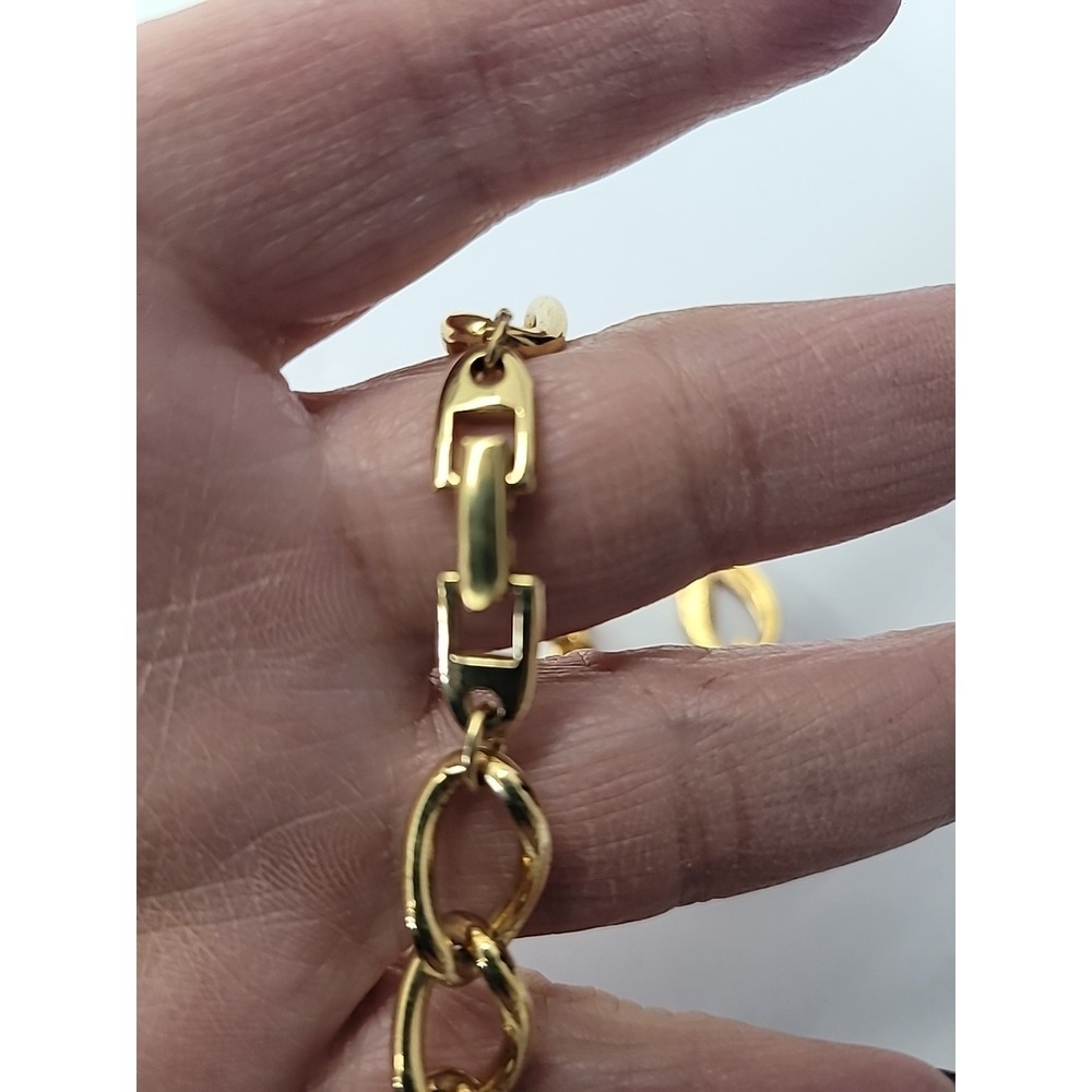Vintage Napier Gold Tone Red Enamel Chunky Link Statement Necklace Jewelry - Picture 15 of 15
